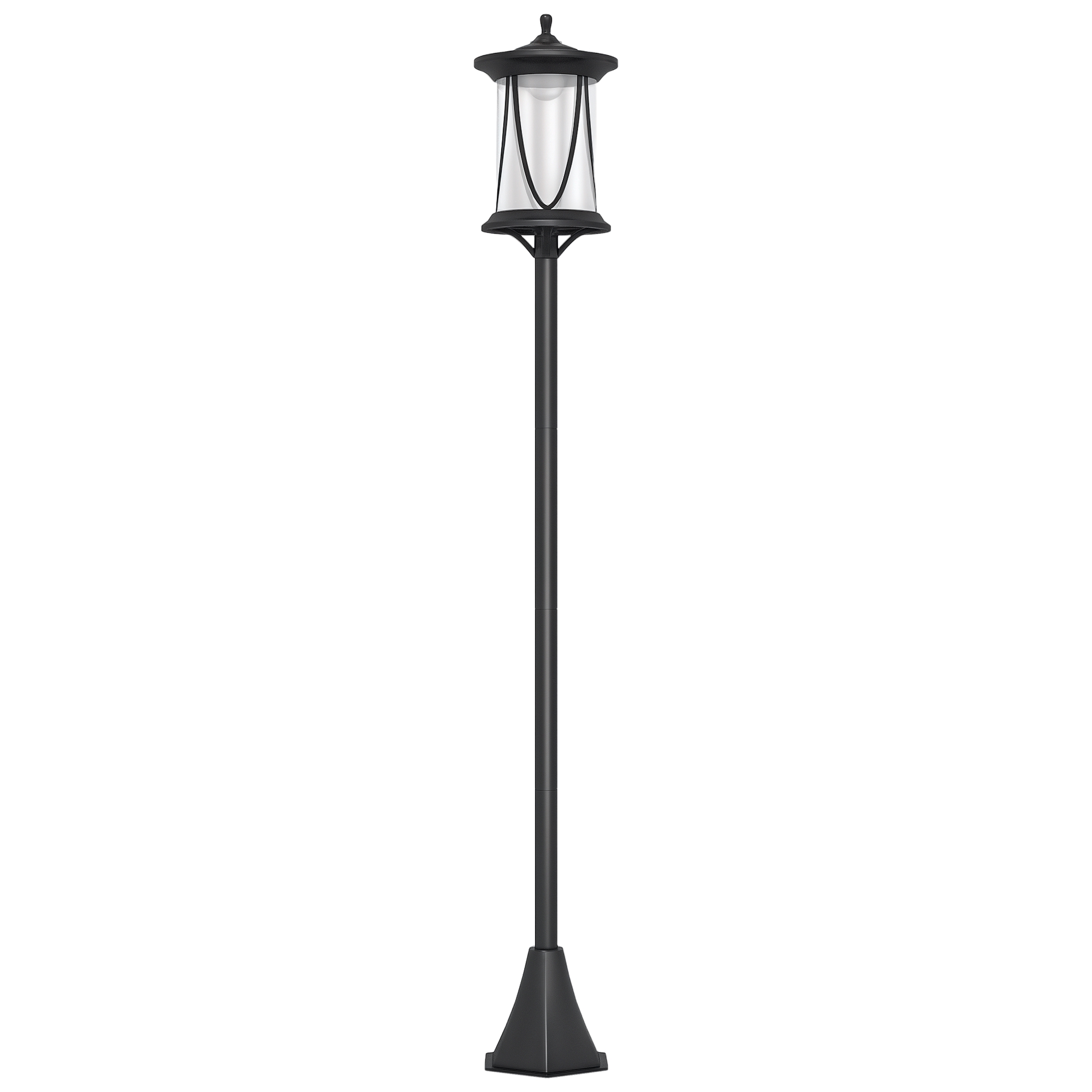 Solcellslampa för utomhusbruk, LED-trädgårdslampa med på/av-brytare, 17 x 17 x 127 cm, svart