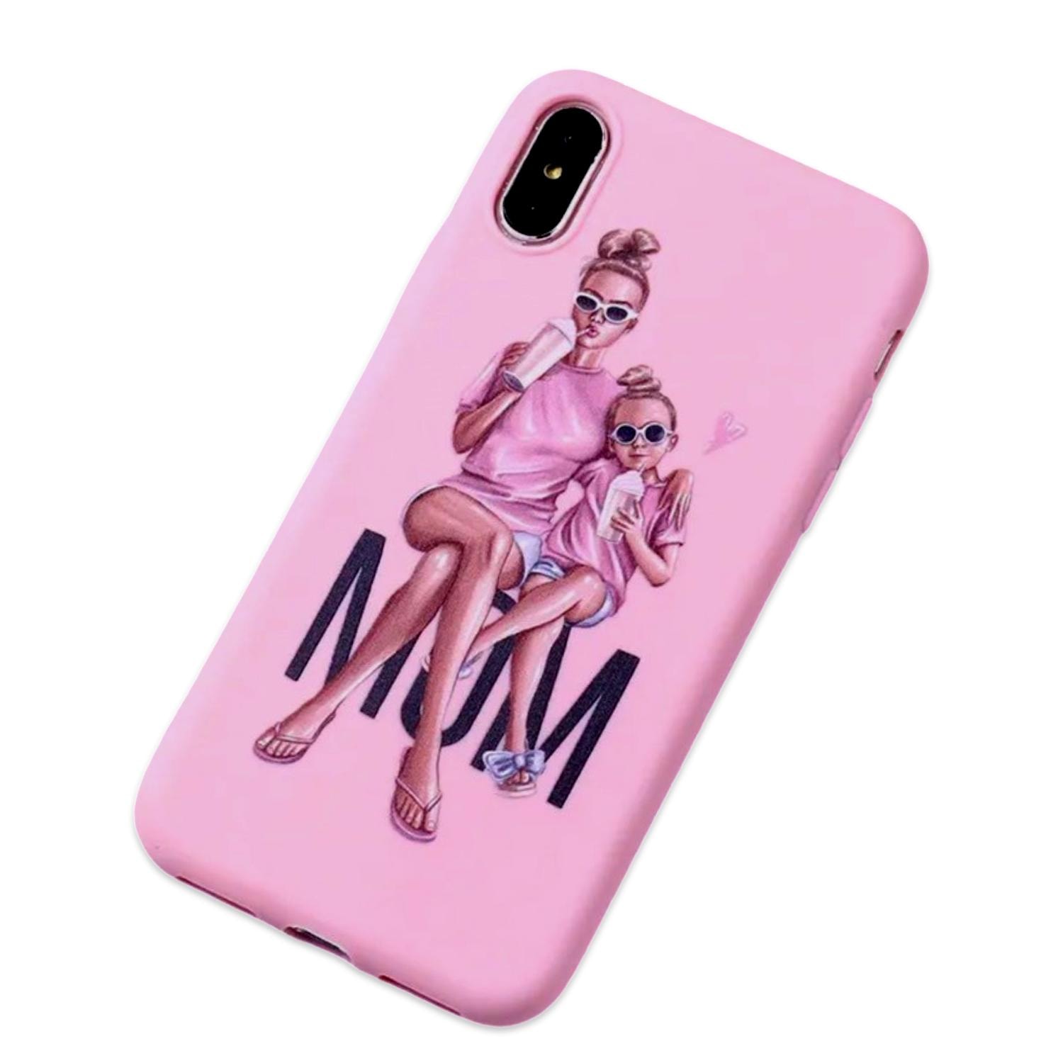 iPhone 13 Pro Max Mini skal mamma dotter rosa söt gulligt  (3 av 4)