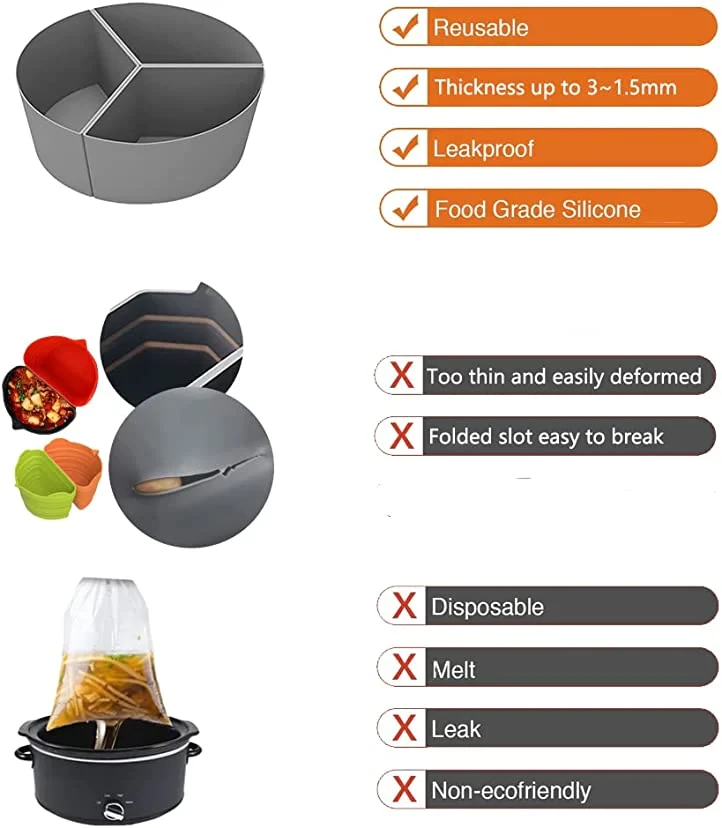 Gjenbrukbar slow cooker-innlegg i silikon (3 av 17)