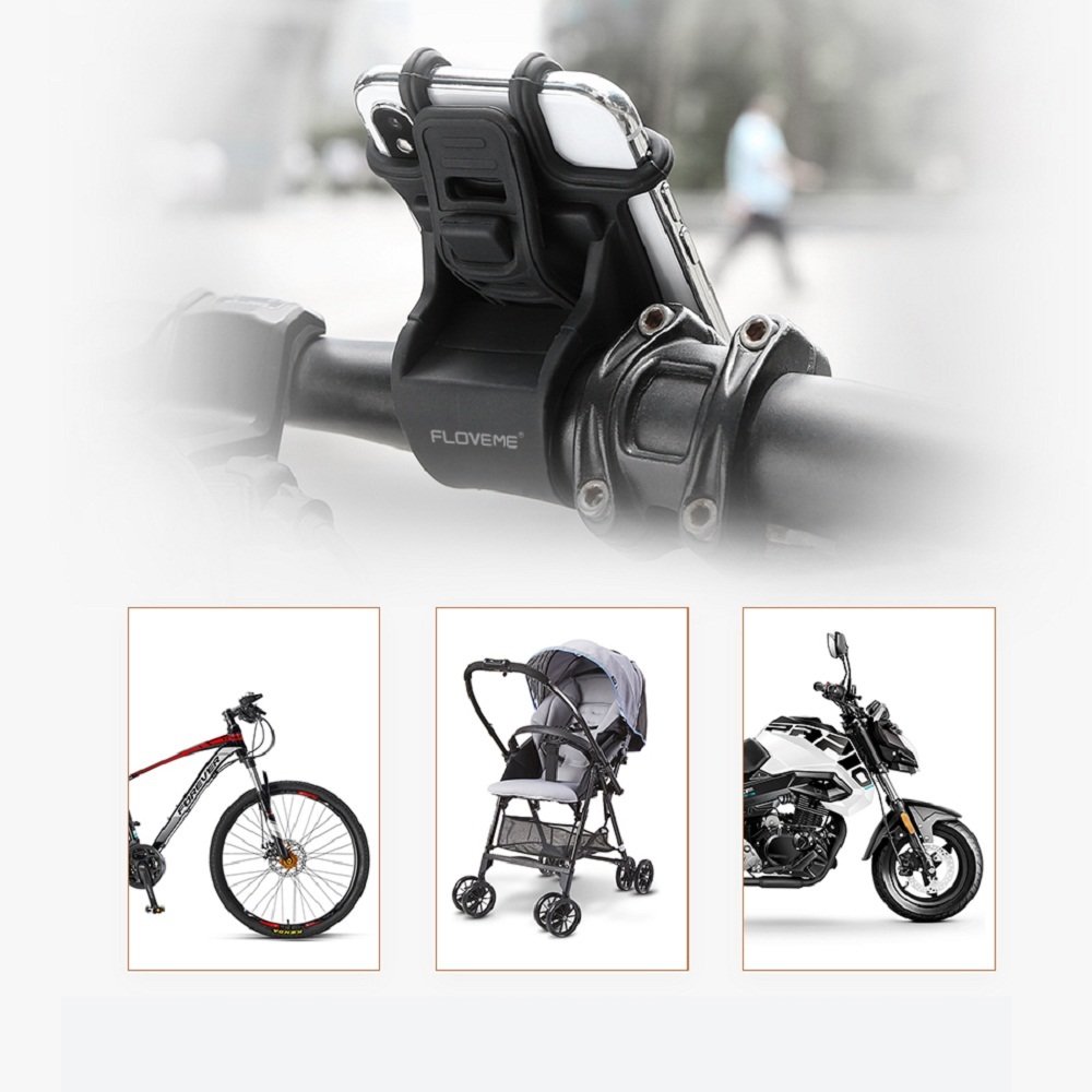 Product Image for 360 Graders Rotationsbar Cykel- och Motorcykelhållare med Silikonfäste - Perfekt för Barnvagn