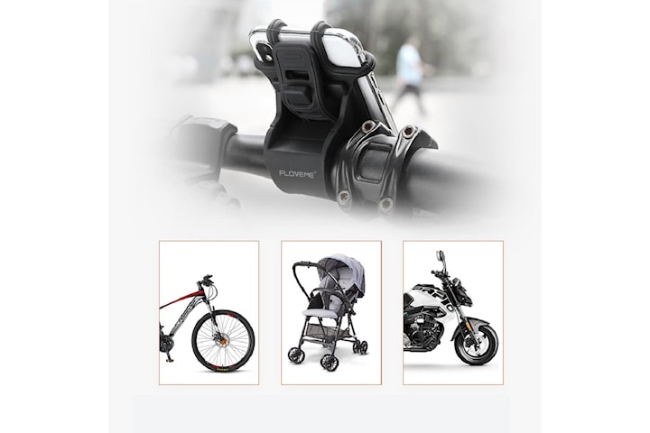 360 Graders Rotationsbar Cykel- och Motorcykelhållare med Silikonfäste - Perfekt för Barnvagn