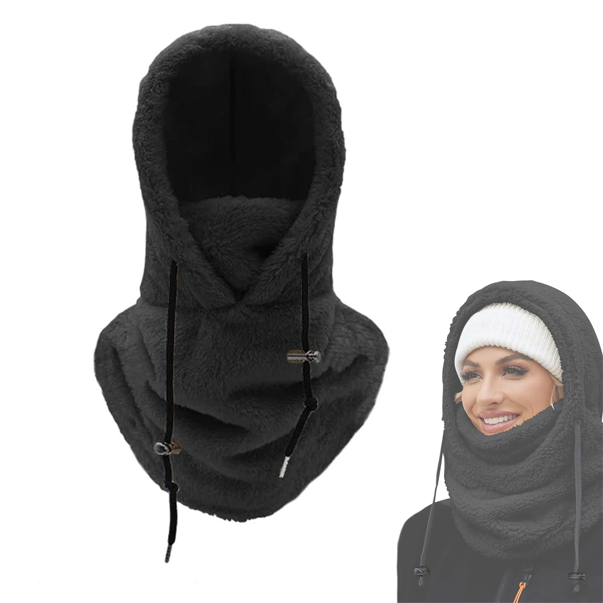 Balaklava med huva och dragsko