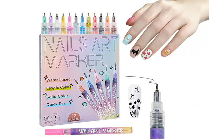 Neglelakkpenner vannfaste 0,5 mm, 12-pack