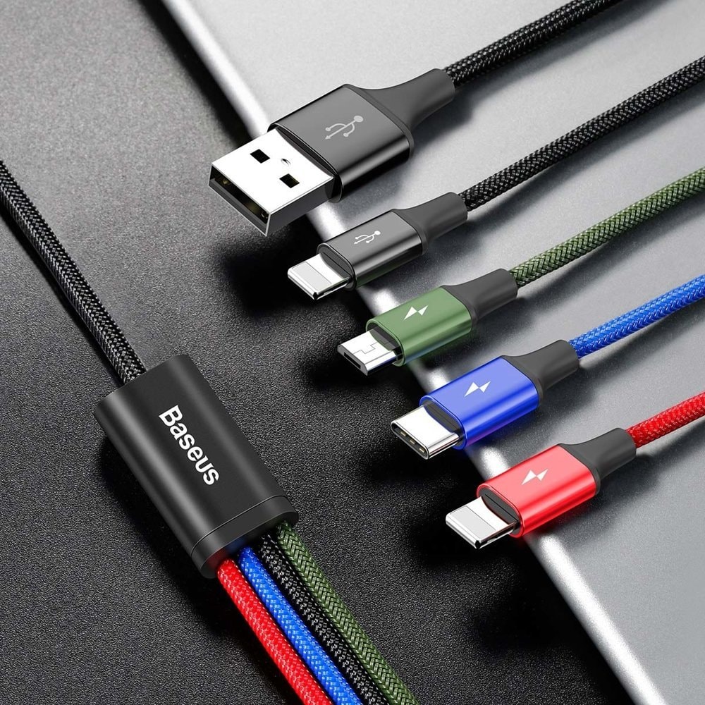 Baseus Ladekabel 4-i-1, 2x iPhone, USB-C, Micro-USB (3 av 9)