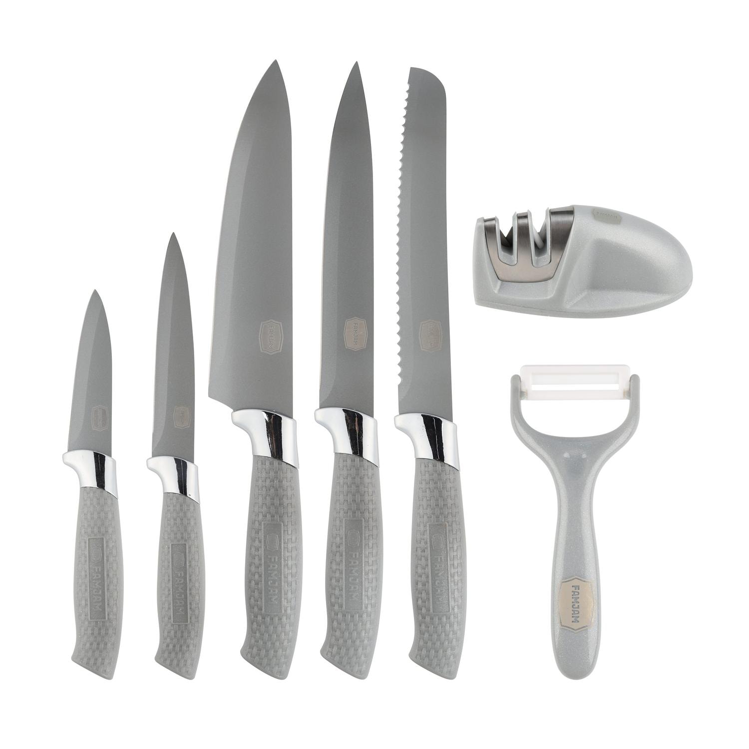 8 Delar Knivset med Ställ för Köket - Köksknivar Skalare och Knivslip Set (22 av 77)