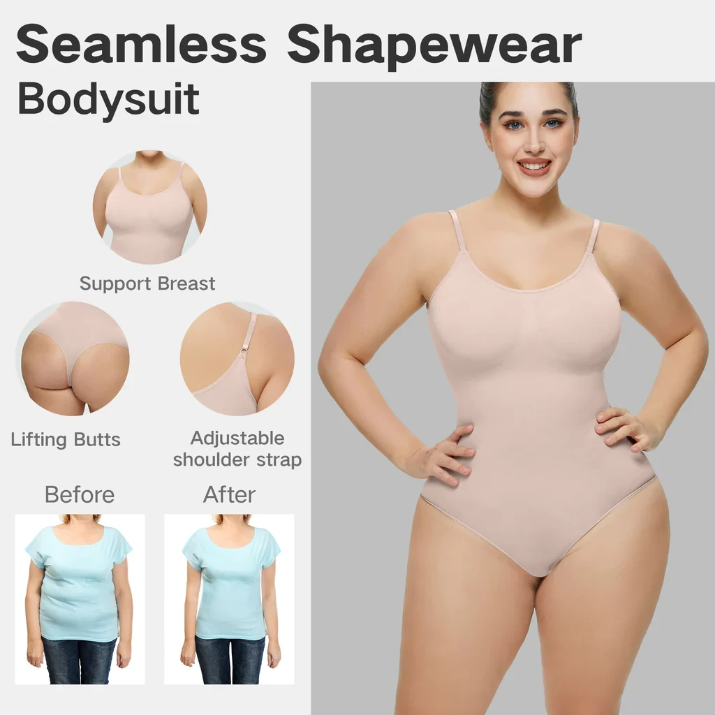 Elastisk og sømløs bodysuit for kvinner (1 av 10)