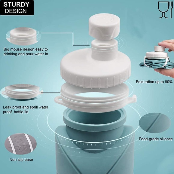 Sammenleggbar vannflaske i silikon 600ml (4 av 10)