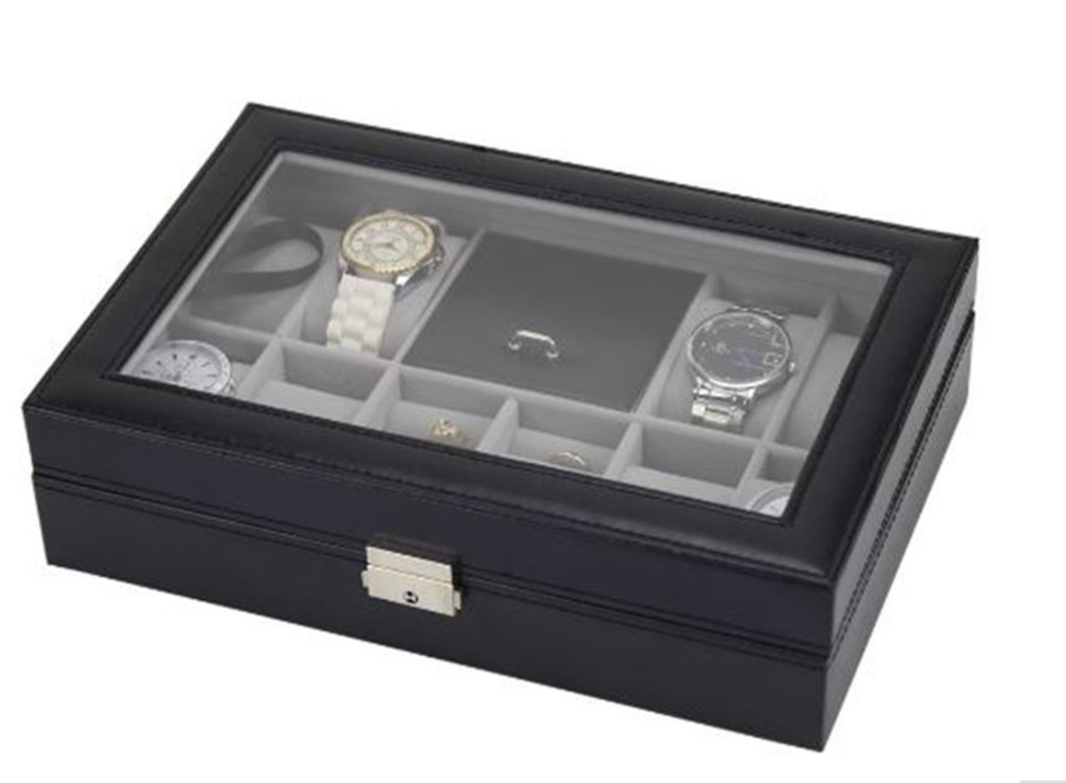 Klockbox o juvelbox 8 klockors ljusgrå insida (2 av 4)