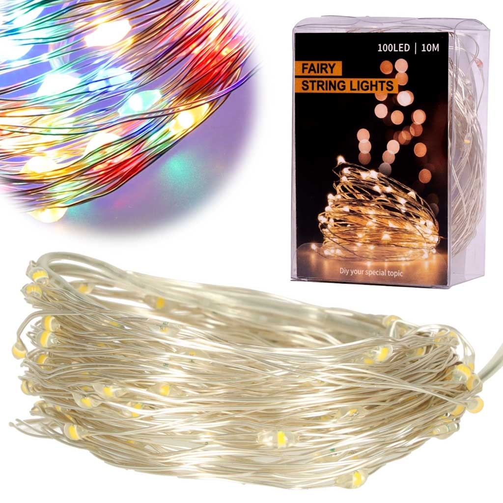 LED-ljusslinga 10 m 100 lampor multicolor batteridriven inomhus