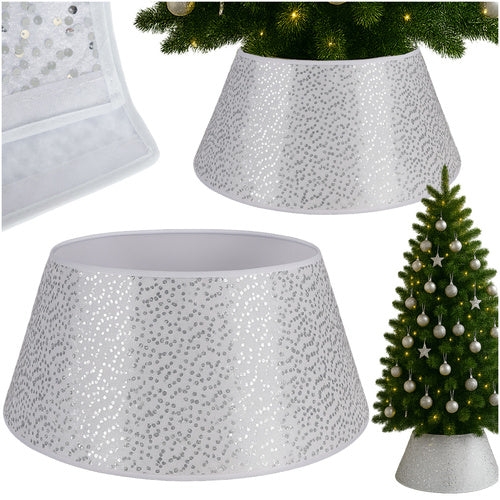 Julgransskydd 60 cm vit/silver non-woven tyg för julgransfot