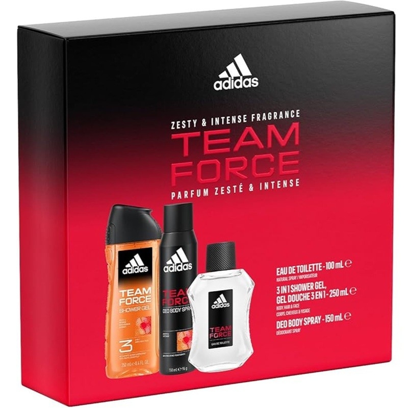 Giftset Adidas Team Force Edt 100ml + Shower Gel 250ml + Deo 150ml