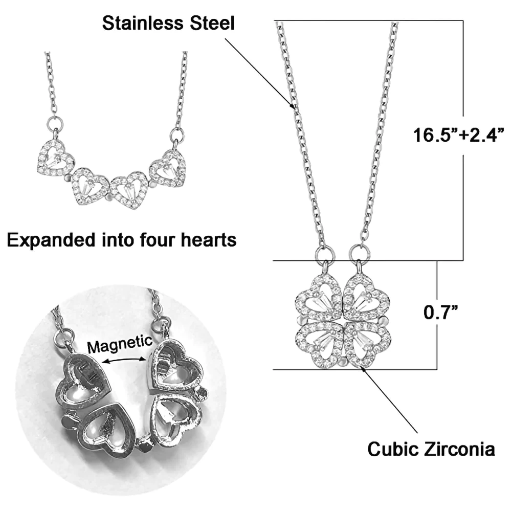 Sammenleggbart halskjede kløver og hjerte (7 av 13)