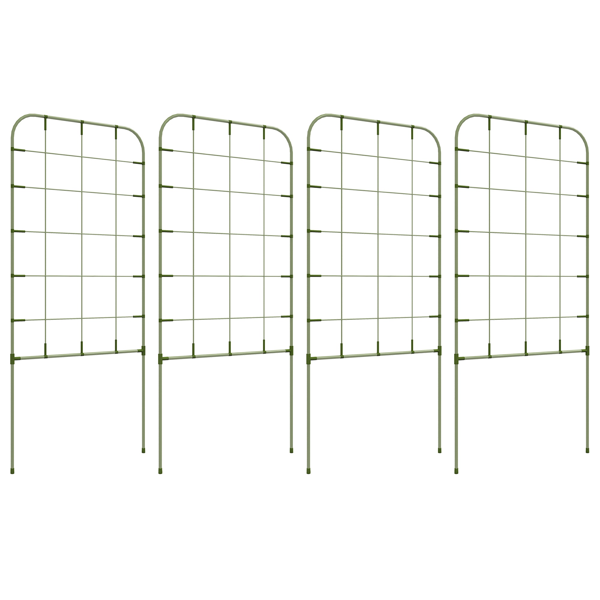 Set med 4 spaljéer i stål för klätterväxter och dekoration, gröna, 40x90 cm