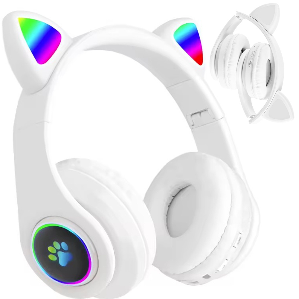 Trådlösa hörlurar med kattöron, Bluetooth och LED-belysning
