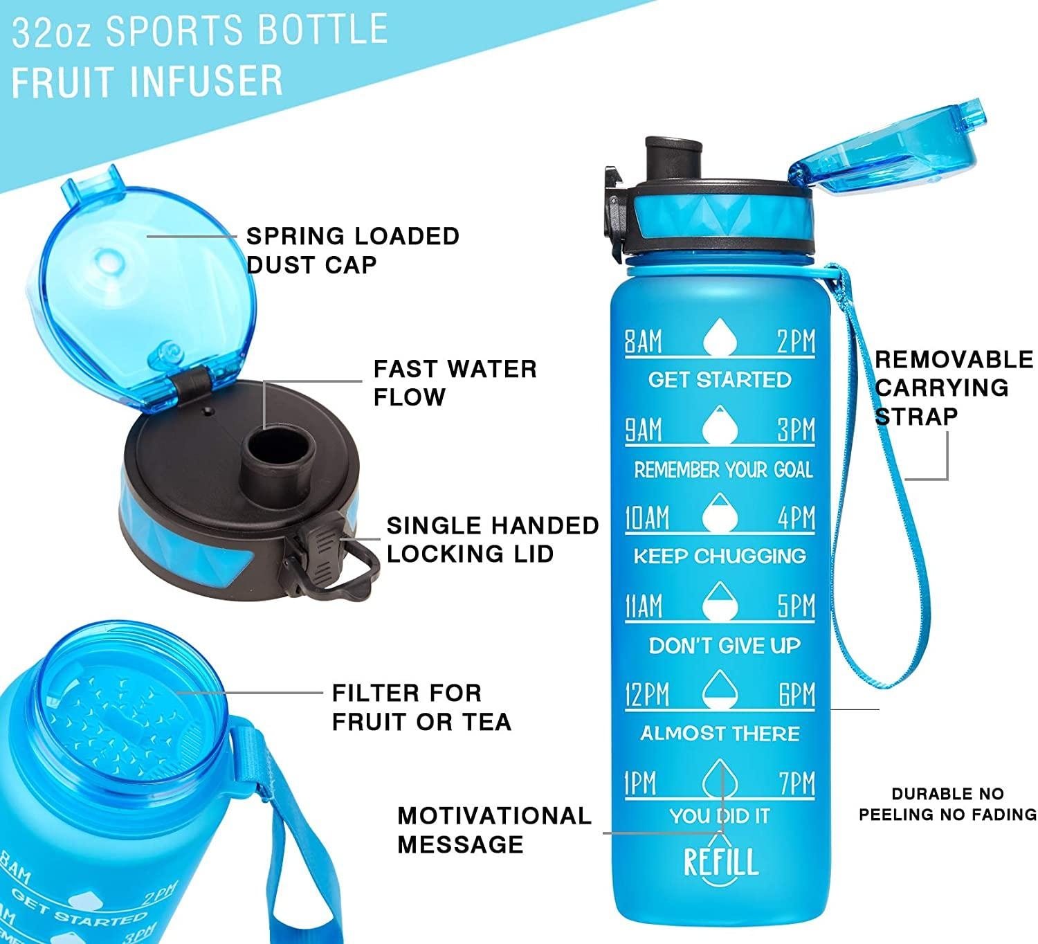 Sportvattenflaska med motiverande tidsmarkör fruktfilter BPA-fritt (1 av 7)