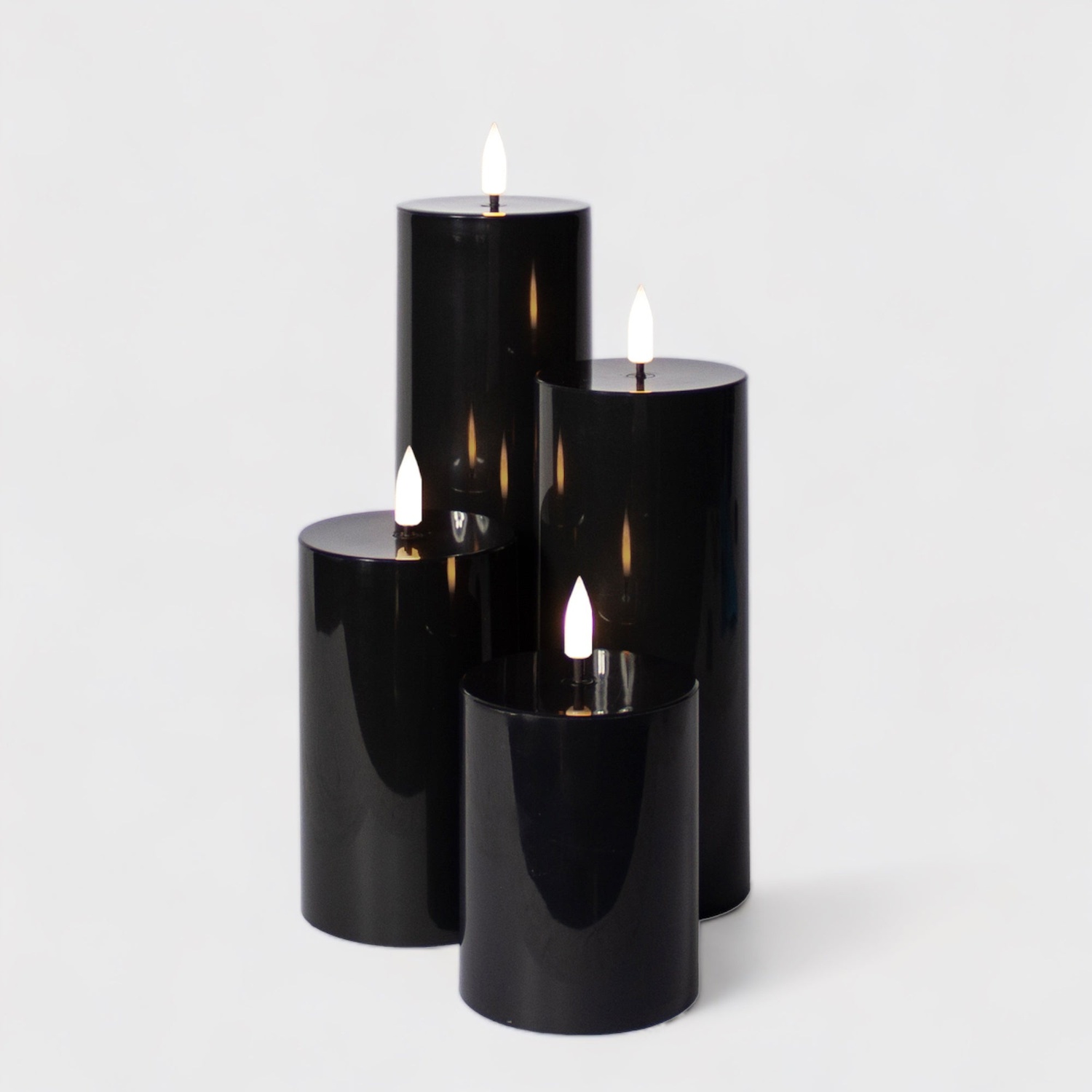 Luna LED blockljus utomhus svart Ø7,5 X 10-15-20-25 cm 4 st