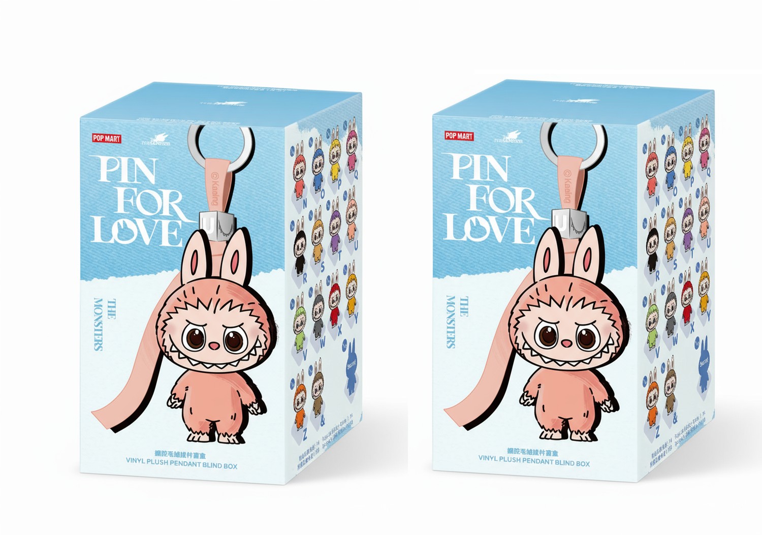 POP MART Labubu The Monsters – Pin for Love Series Vinyl Plush Pendant Blind Box (N–Z)