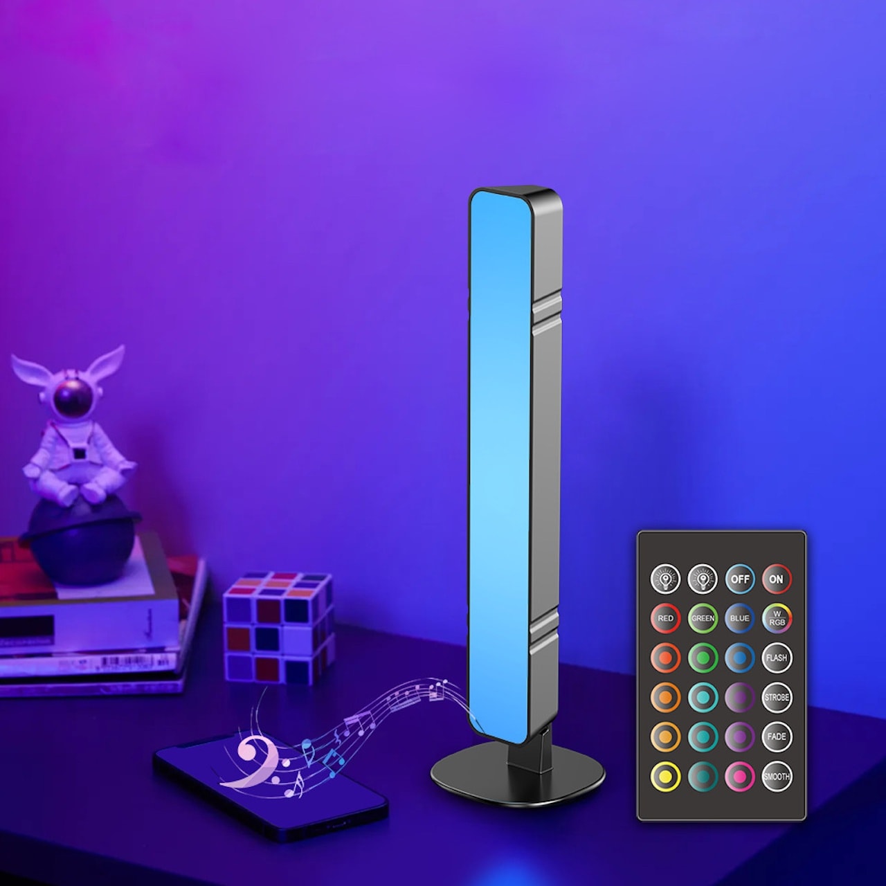 2-pack RGB Skrivbordslampor med Musiksynk och Fjärr (3 av 22)