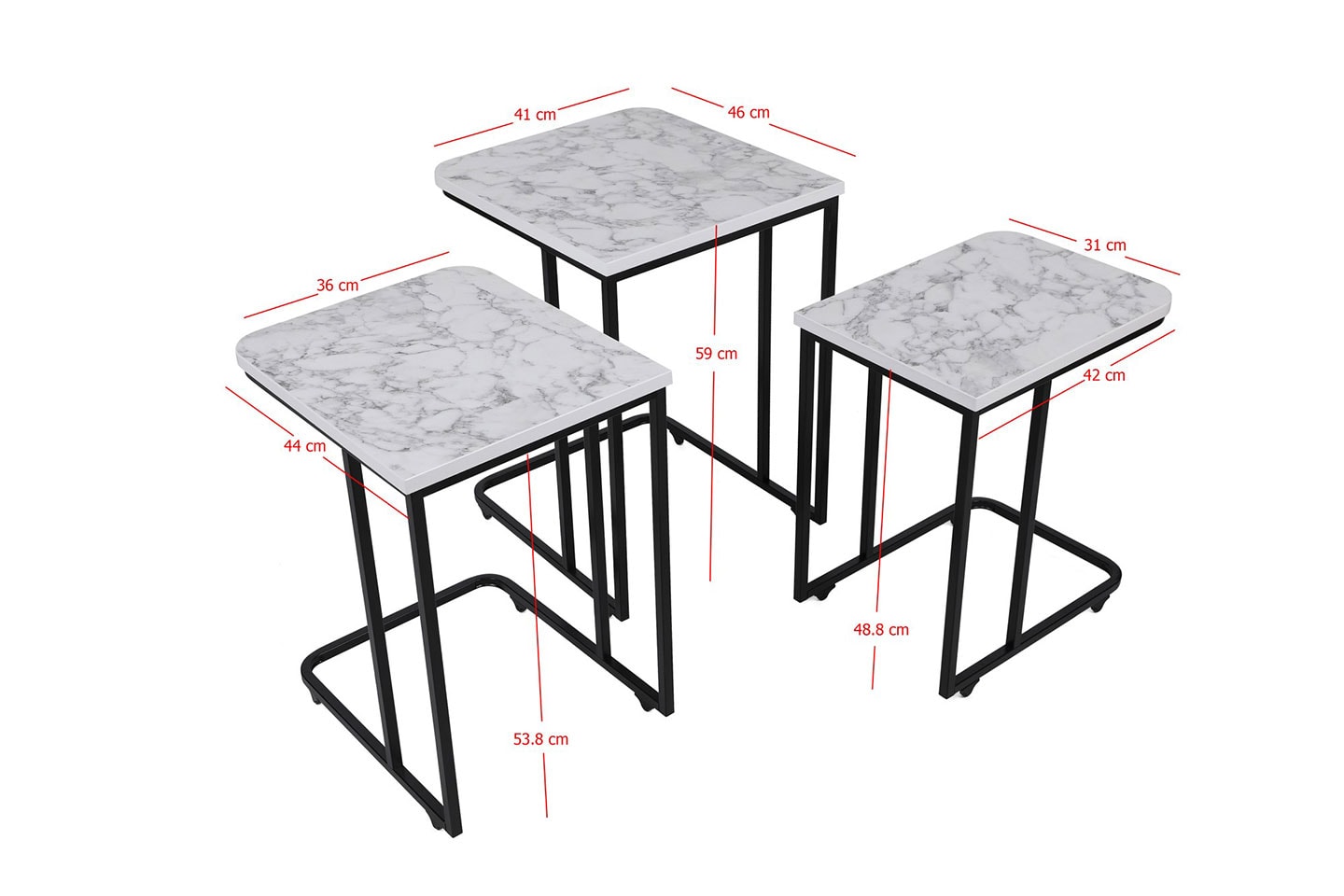 Satsbord med marmormönster 3 delar (1 av 5)