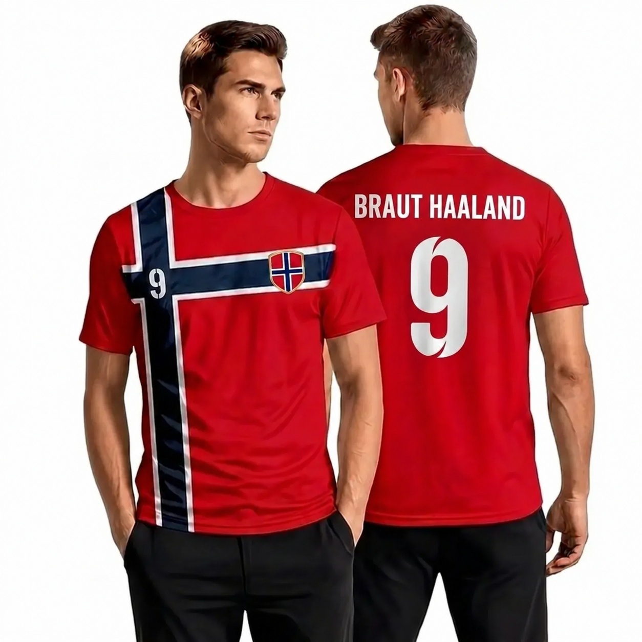Norge Fan-Tröja Nr 9 Braut Haaland - VM 2026 - Andningsbart Mesh - Herr S–XXL