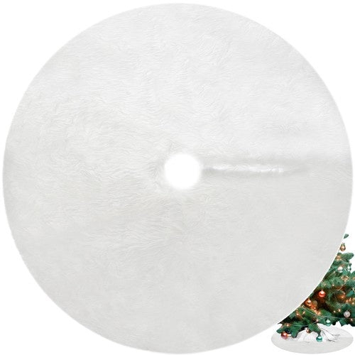 Julgransmatta vit 90 cm långhårig polyester