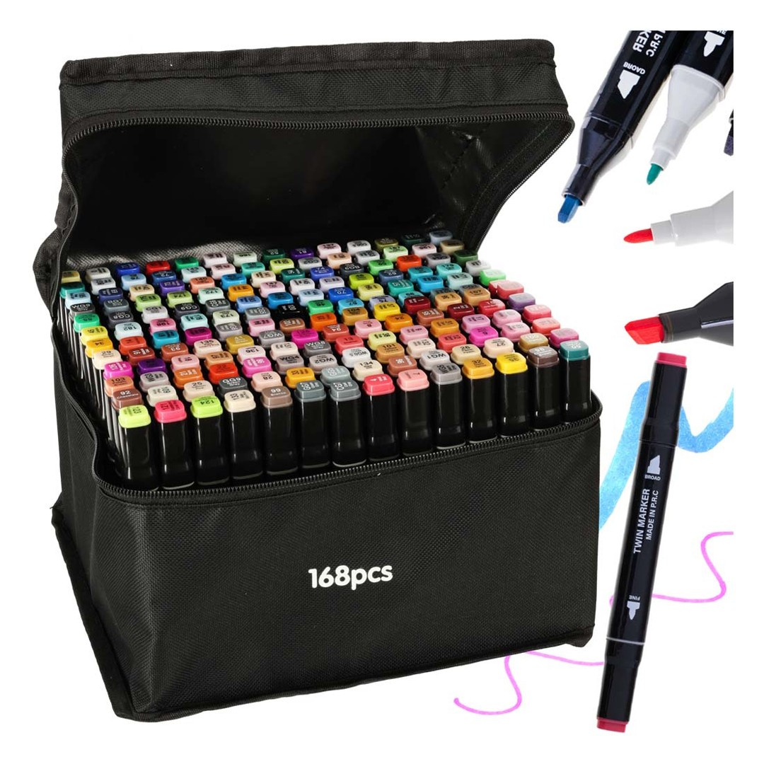 Tuschpennor med fodral 168-pack