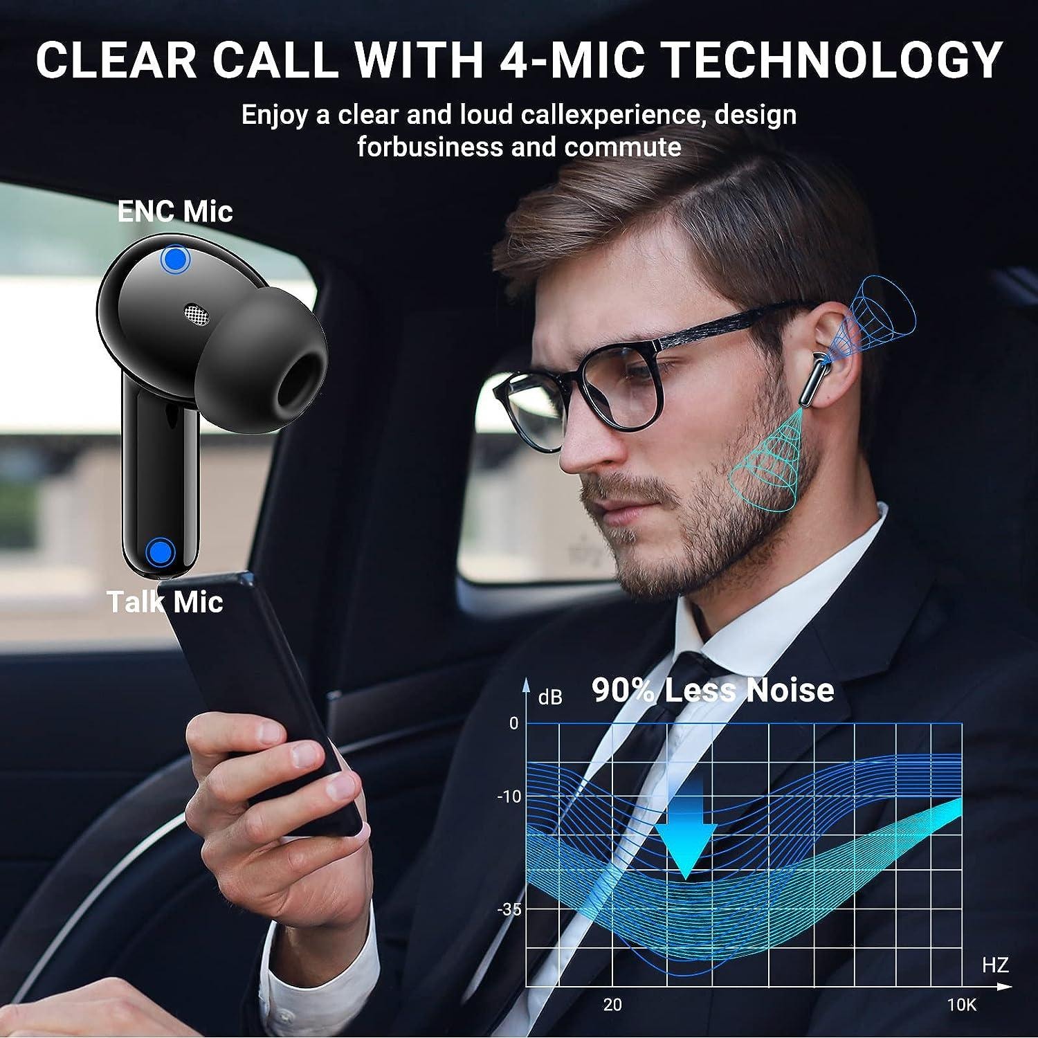 X500 Trådlösa Bluetooth Hörlurar - 30 timmar C4U® ANC ENC BT 5.3 (4 av 9)