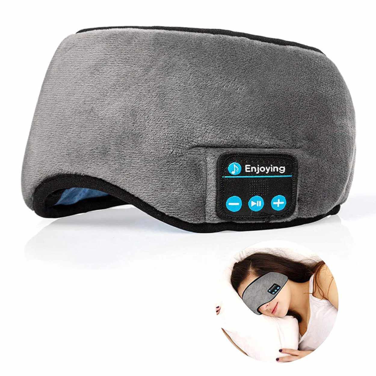 Myke Sovehodetelefoner - Sovemaske med Bluetooth Hodetelefoner Grå