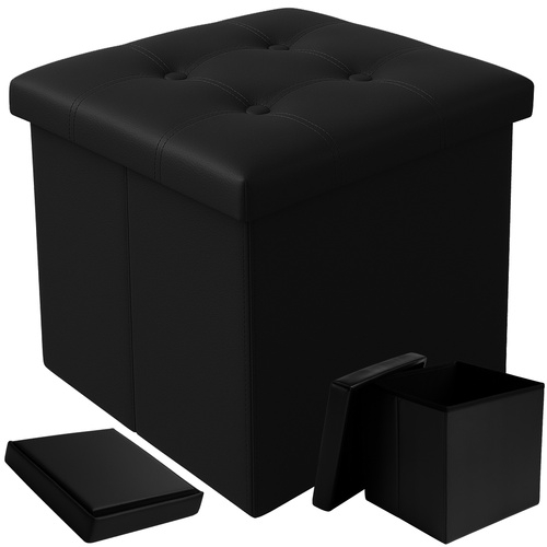 Sittepuff med oppbevaring og fotskammel 38 cm
