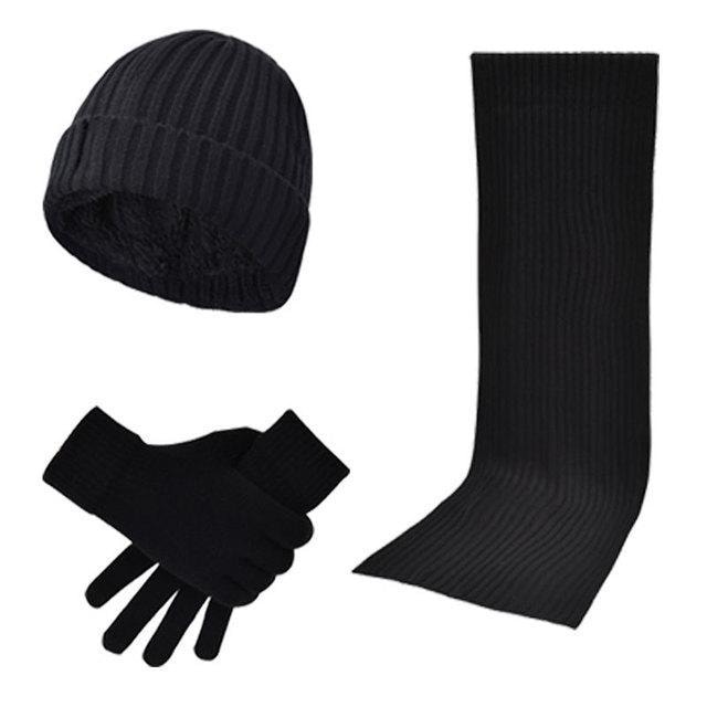 3 st Stickade Halsduk + Hatt + Handskar (1 av 4)