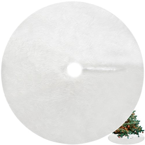 Julgransmatta vit lång lugg 150 cm diameter polyester