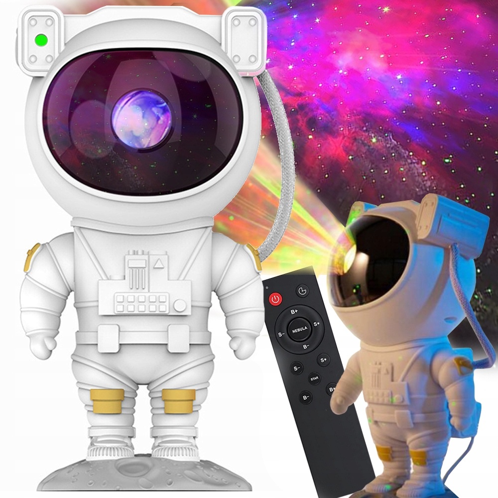 Astronaut stjerneprojektor og nattlampe med fjernkontroll
