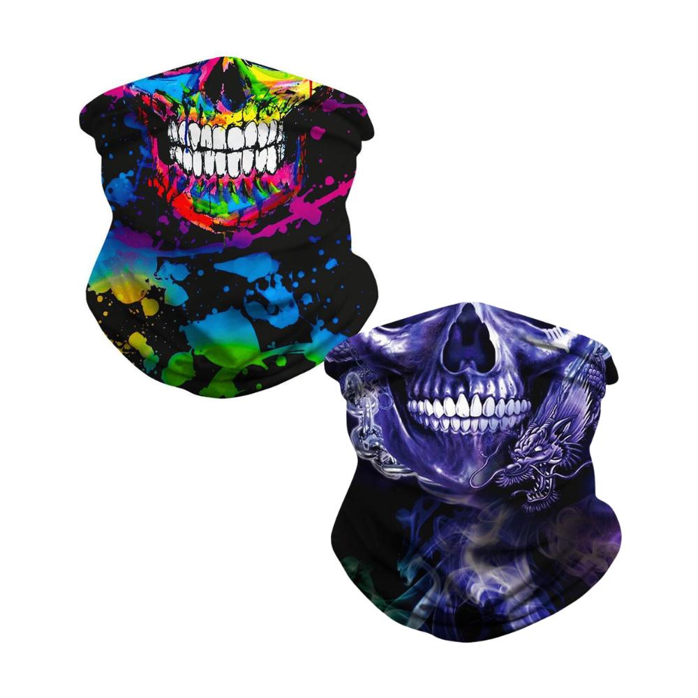 Product Image for 2-Pack Skull Bandana - Snygga Multifunktionella -- Lila/Färgglad