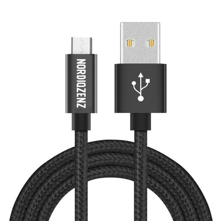 NORDIQZENZ Micro-USB Textilkabel, 1m, Svart (1 av 3)