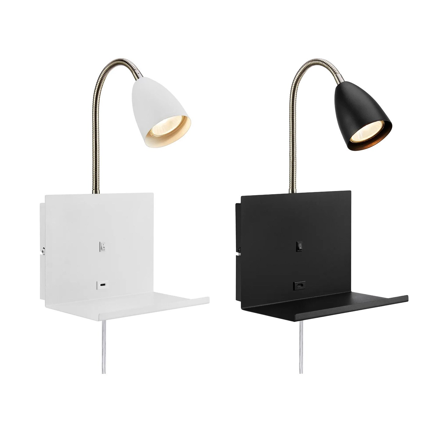 Markslöjd Cuarto sänglampa i svart eller vit metall