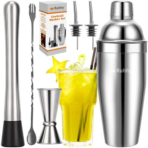 Product Image for Cocktailsett - 6-delt bartendersett cocktailshaker i rustfritt stål