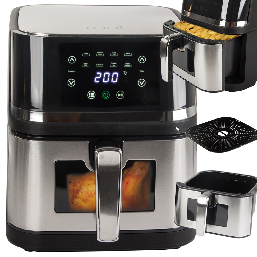 Airfryer 10 liter med 8 programmer og berøringsskjerm