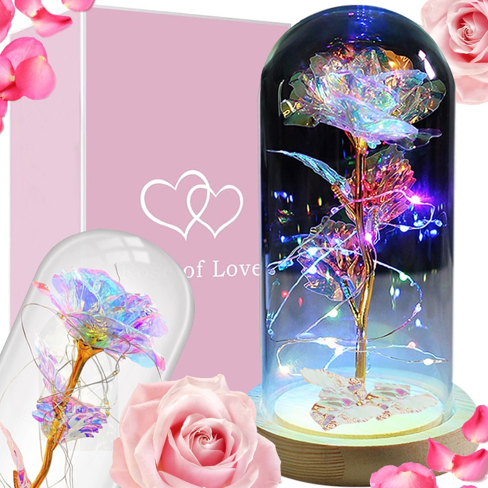 Product Image for Lyxig Evig Ros i Glas Med LED-Ljus