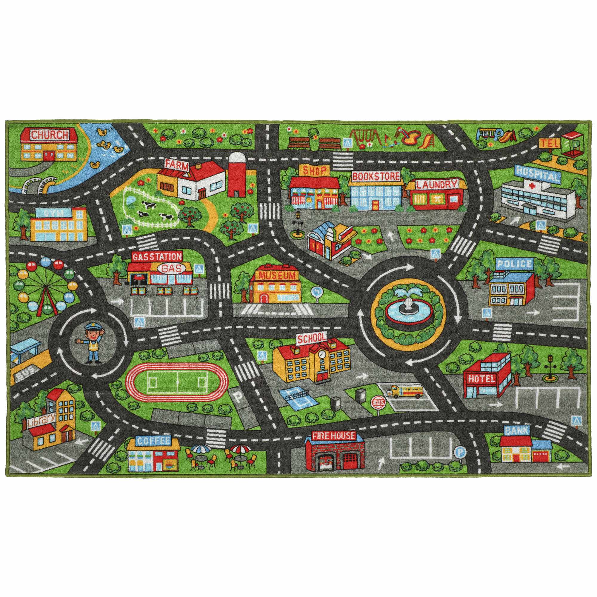 Barnlekmatta City Road 160x100 cm halkfri pedagogisk matta för krypande och billek
