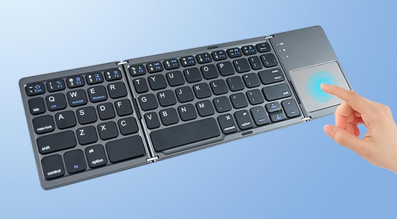 Trådløst Sammenleggbar Bluetooth Tastatur Innebygd Styreflate (8 av 13)