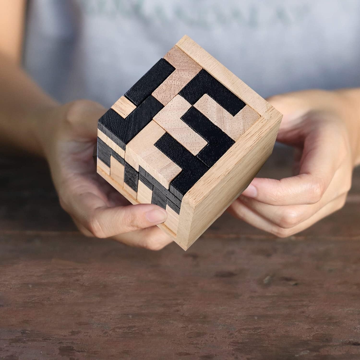 Träpusselkub 3D-pussel IQ-pussel Kreativ pedagogisk leksak 54 bitar (7 av 8)