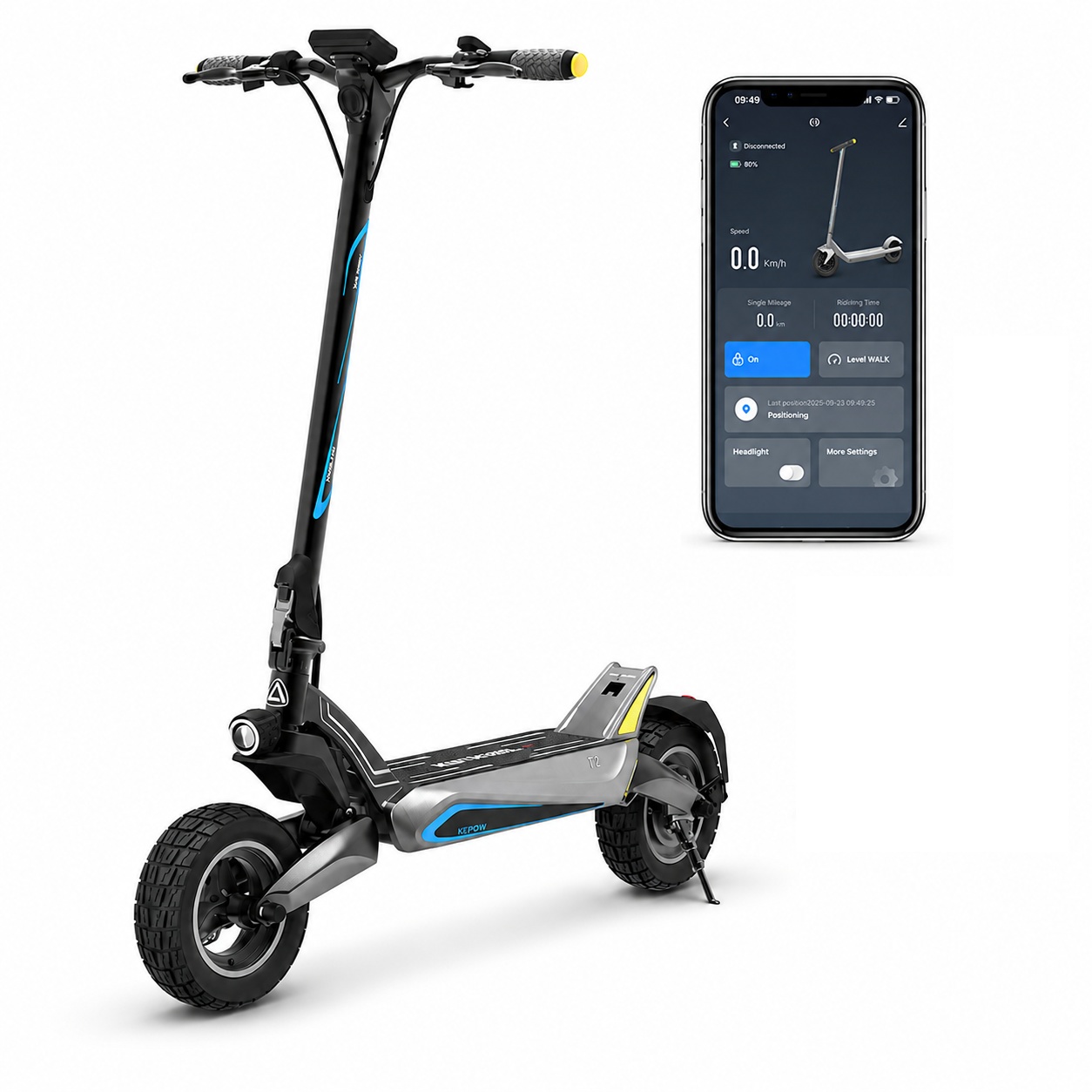 Offroad Elscooter Ebike T2 - 1000W 45km/h - 48V 20Ah - LED - 10 tum hjul - 60 km elsparkcykel escooter ebike