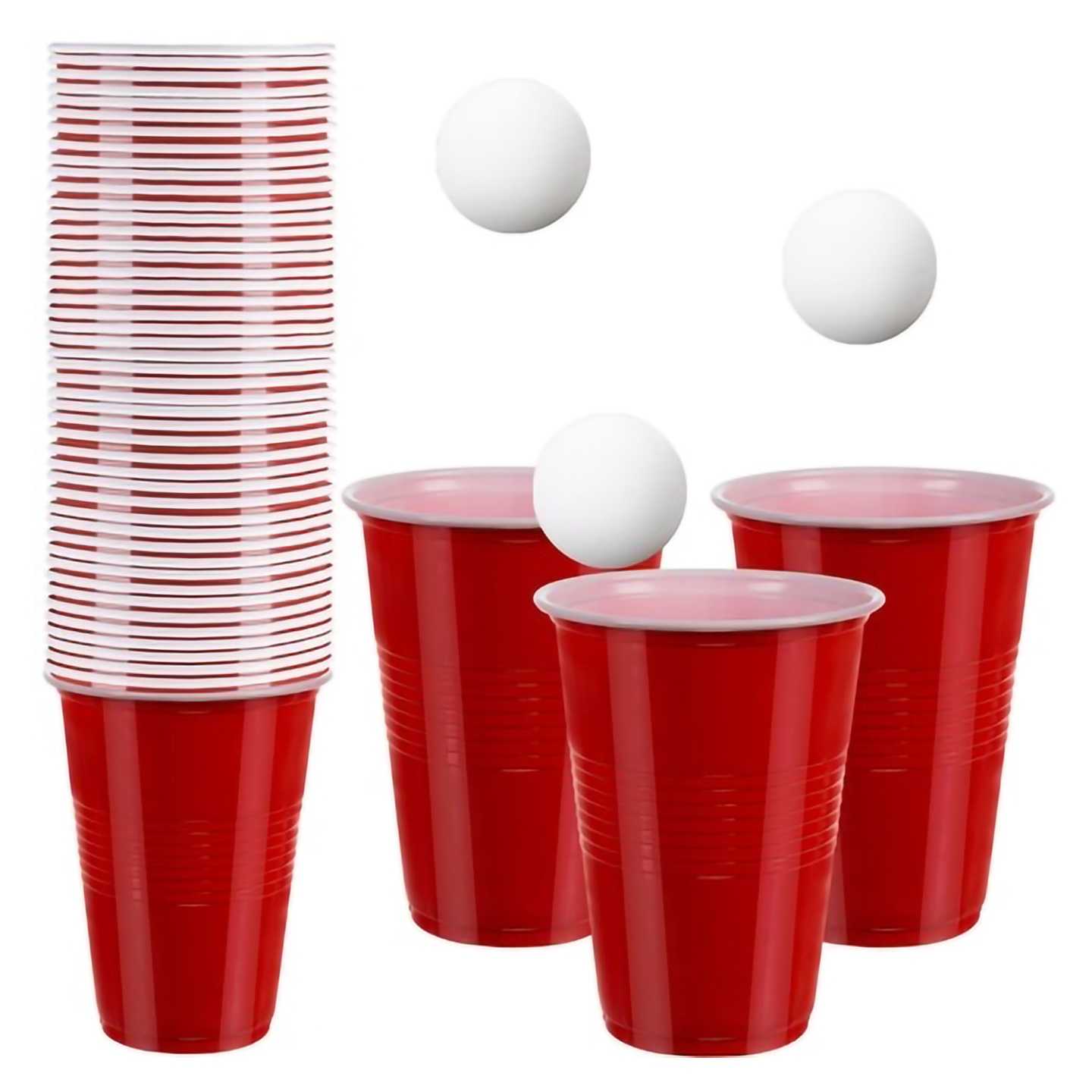 Beer Pong-spill med 50 kopper og 3 baller
