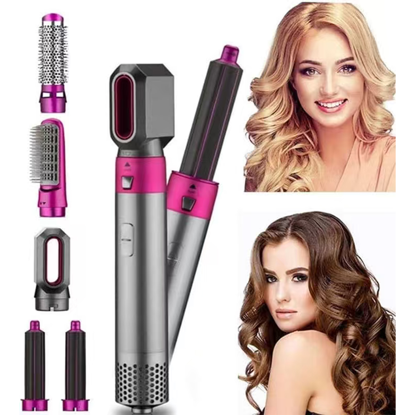 5-i-1 hårfønerbørste - tørking, retting og krølling i ett