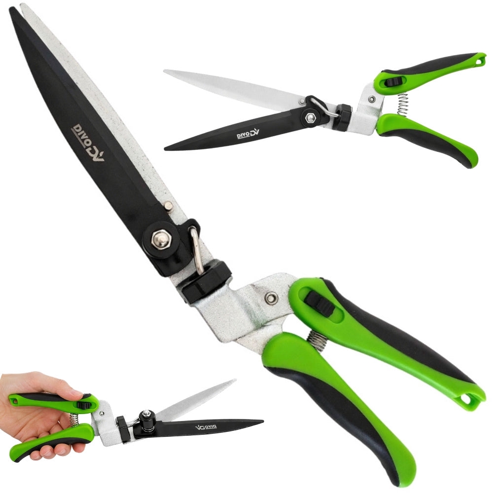 Grässax/häcksax 180° roterande blad härdat stål 34,5 cm grön