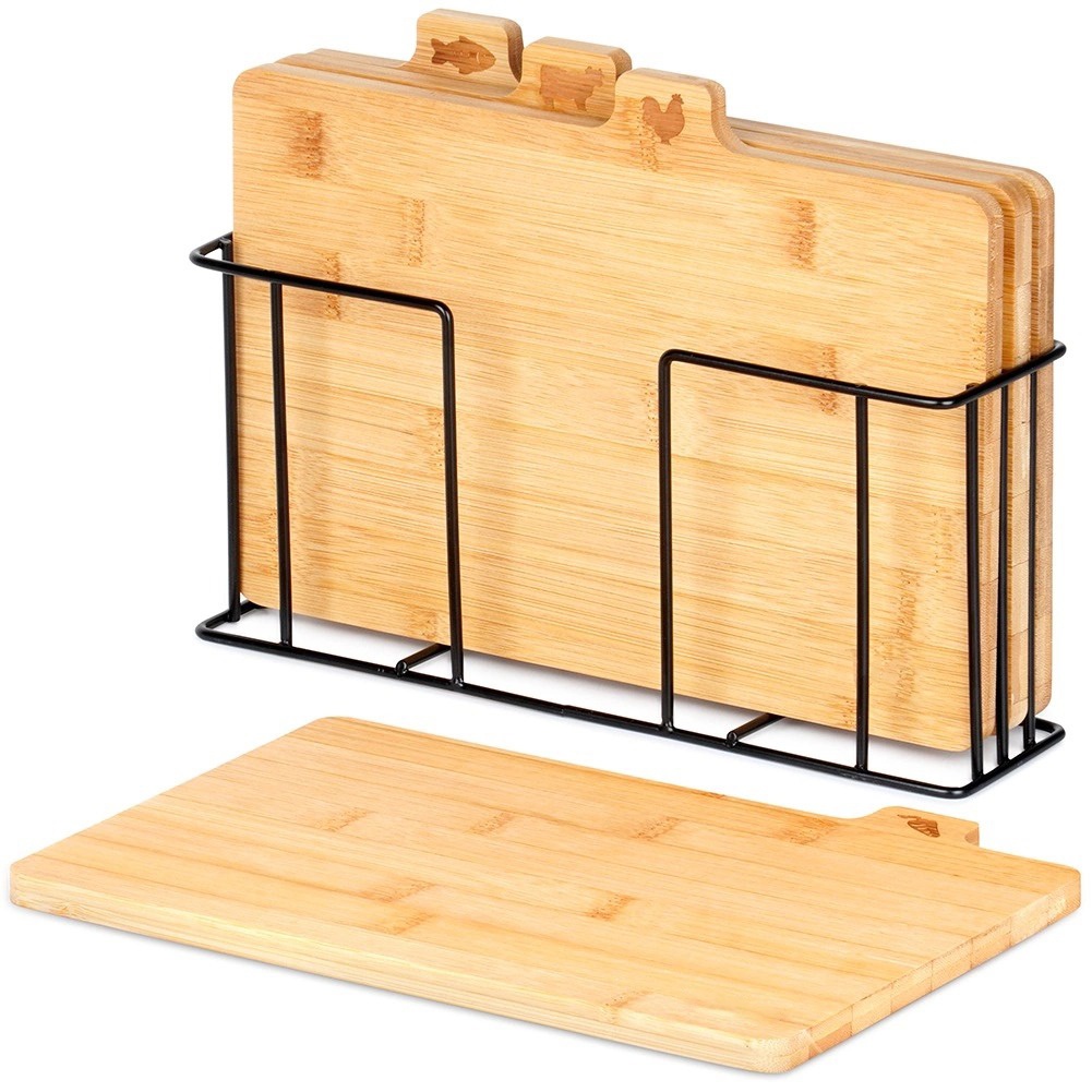 Skärbrädeset i bambu i 5 delar med ställ