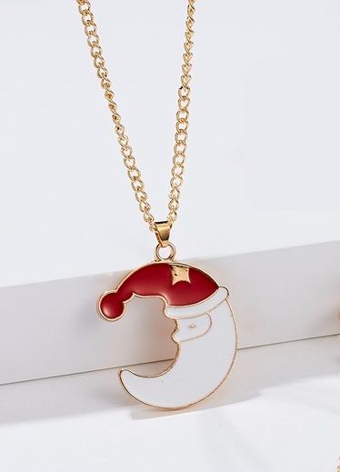 Product Image for Vackert roligt halsband måne med tomteluva jul