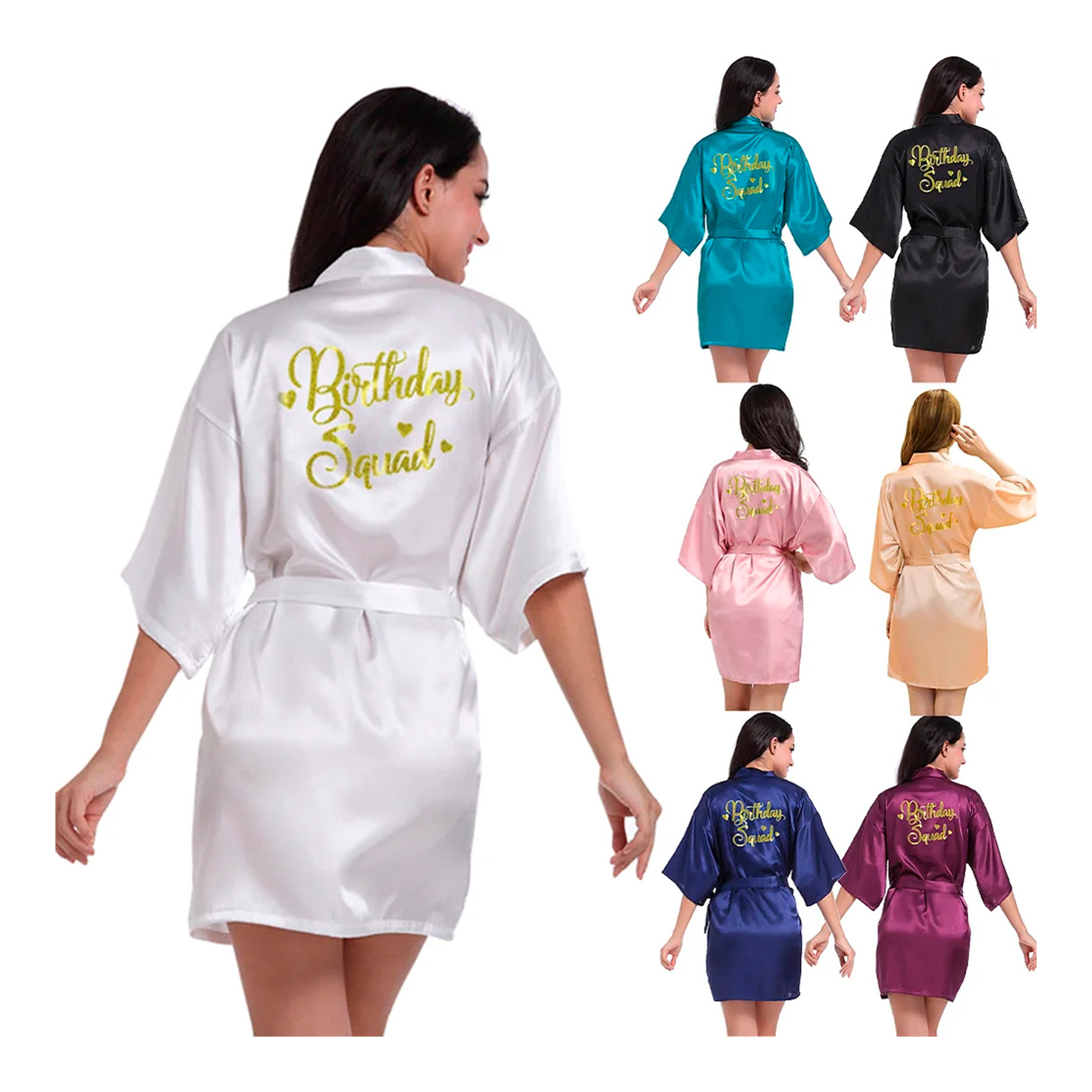 Product Image for Birthday Squad - Morgonrock till festen med text i guld och glitter