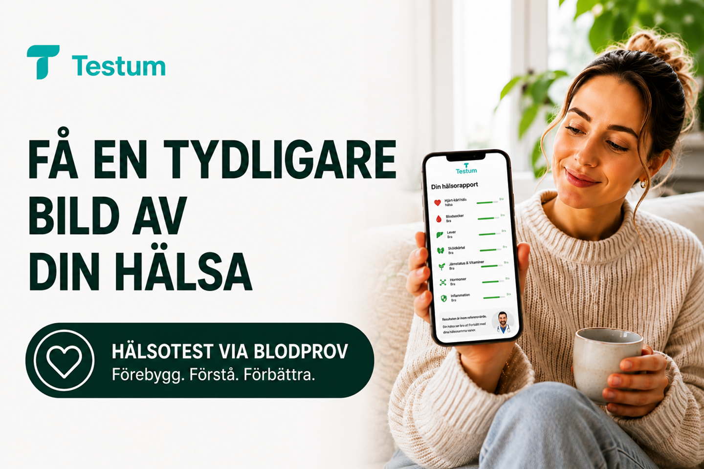 Hälsotest på plats via blodprov och läkaranalys hos Testum