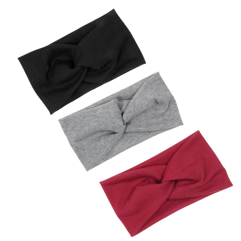 Product Image for 3 x Kryss elastisk hårband - Svart/Grå/Rød